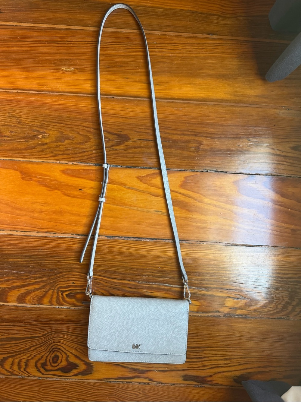 Michael Kors Light Gray Leather Crossbody Purse